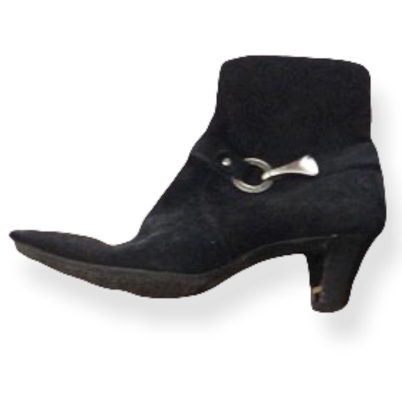 Anne Klein Black Suede Leather iflex Ankle Booties 7 - Picture 2 of 11